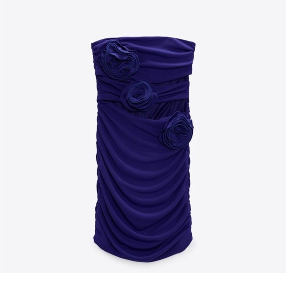 Zara blue-violet floral detail cut-out mini dress - Picture 2 of 7